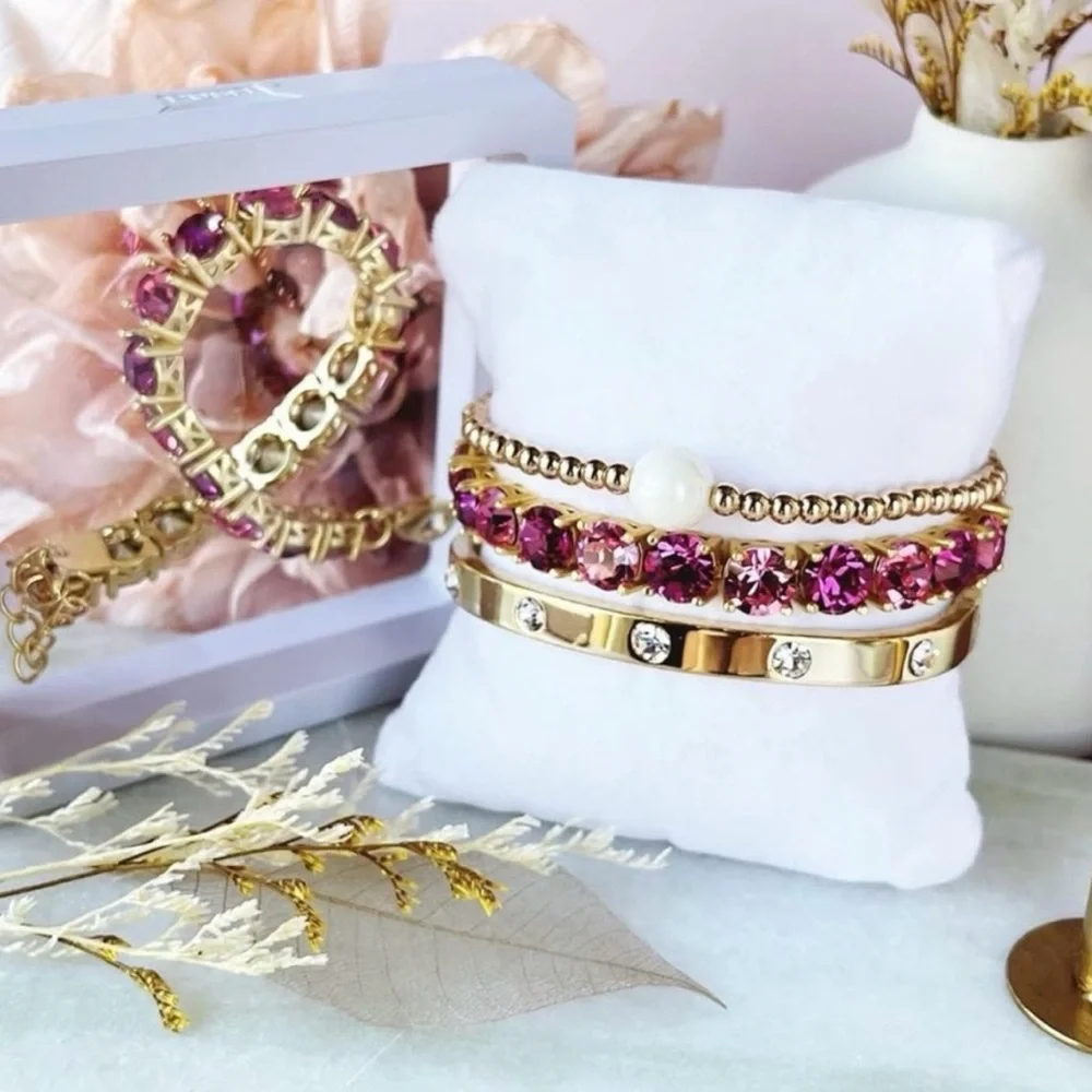 Park Lane Gold-Tone Bracelet with Pink Crystals - Picture 2 of 6